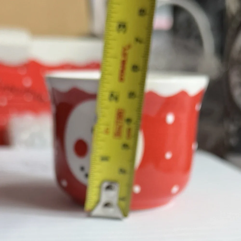 Jolly Snowman Tea Light Candle Holders Set/2 Red White Ceramic Holiday Decor NEW